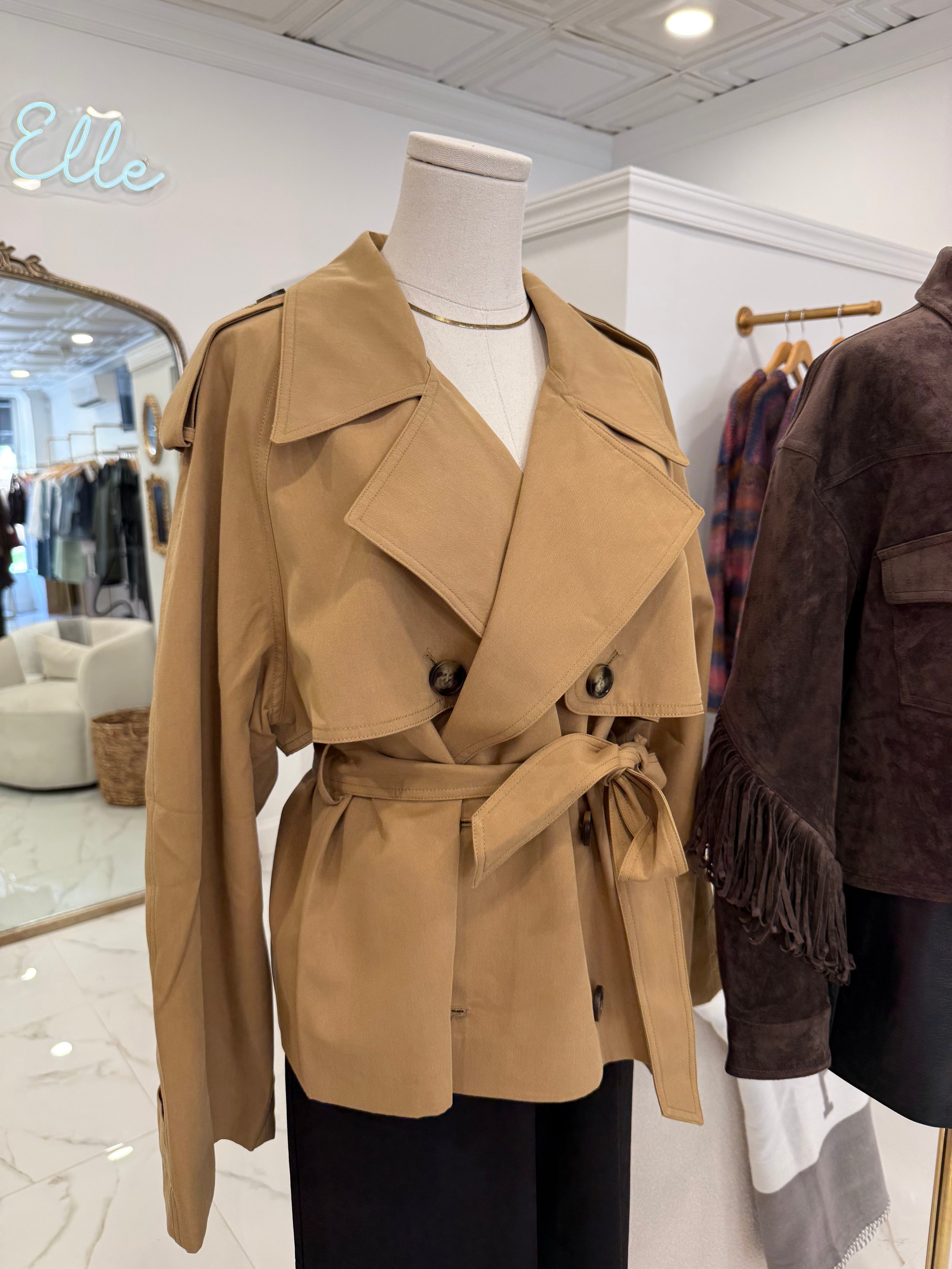 Eleanor Tan Cropped Trench