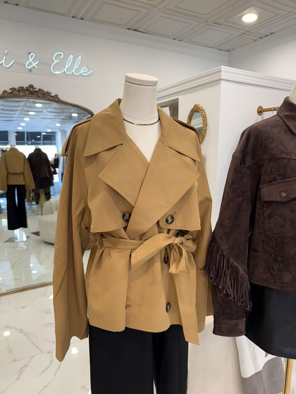 Eleanor Tan Cropped Trench
