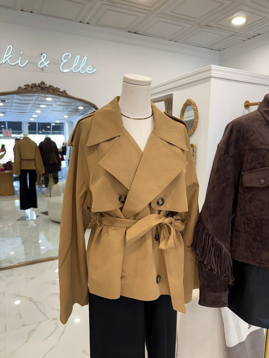 Eleanor Tan Cropped Trench