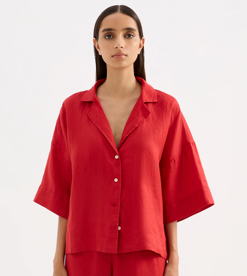 Vermillion Linen Top