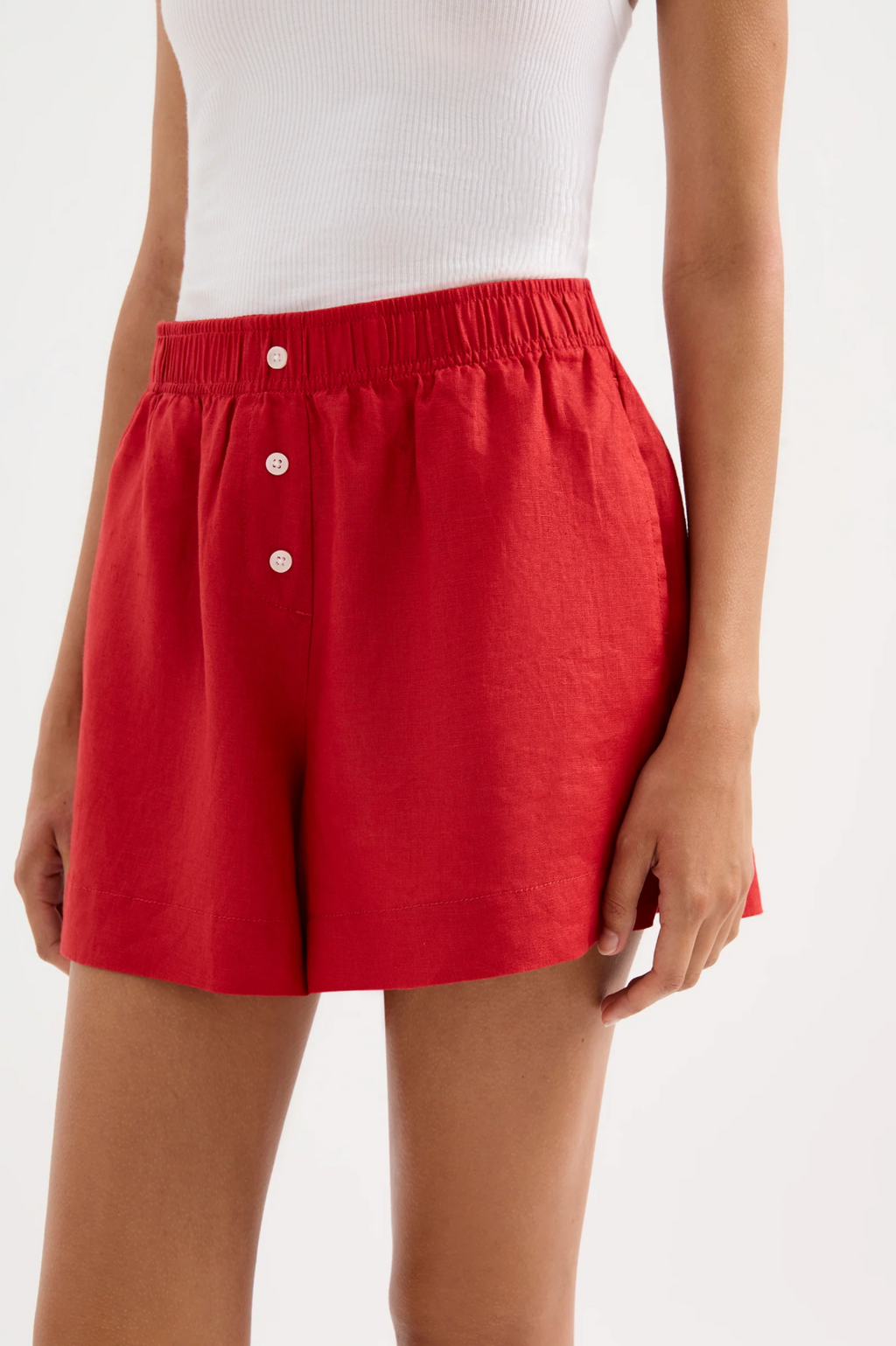 Vermillion Linen Shorts