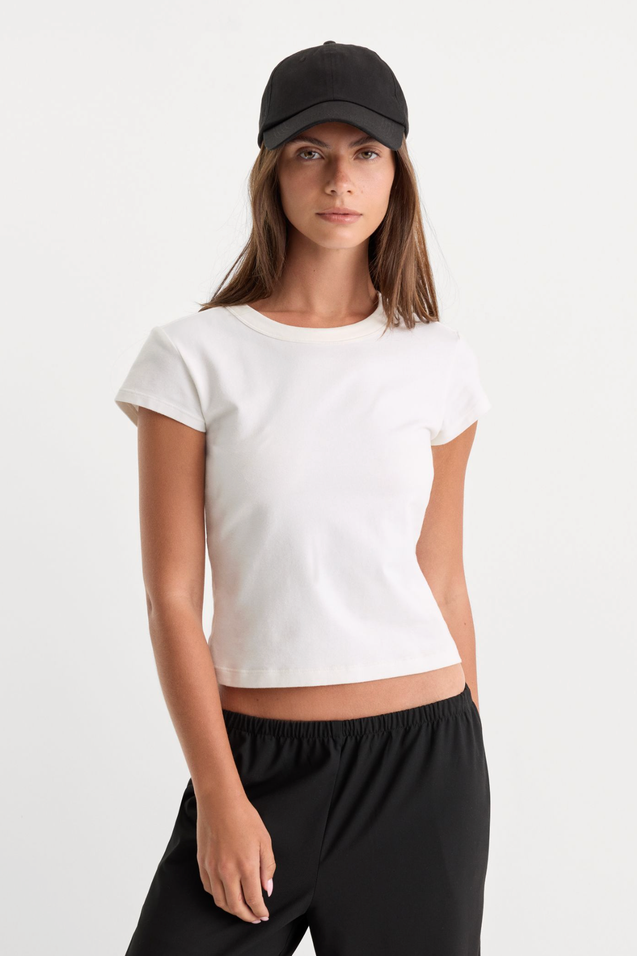 Good American White Cap Sleeve Tee