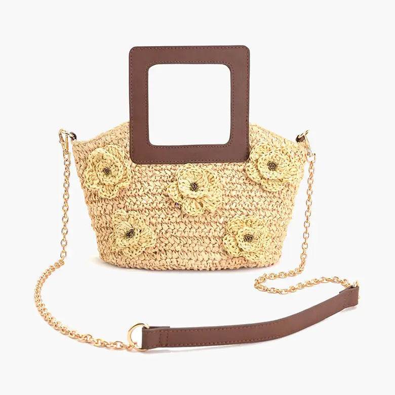 Raffia Floral Top Handle