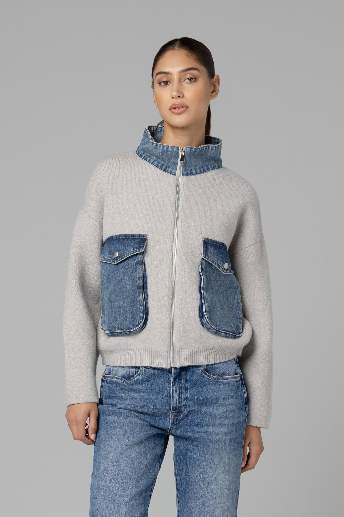 *PRE-ORDER* Jade Hitting Stride Grey Zip Sweater