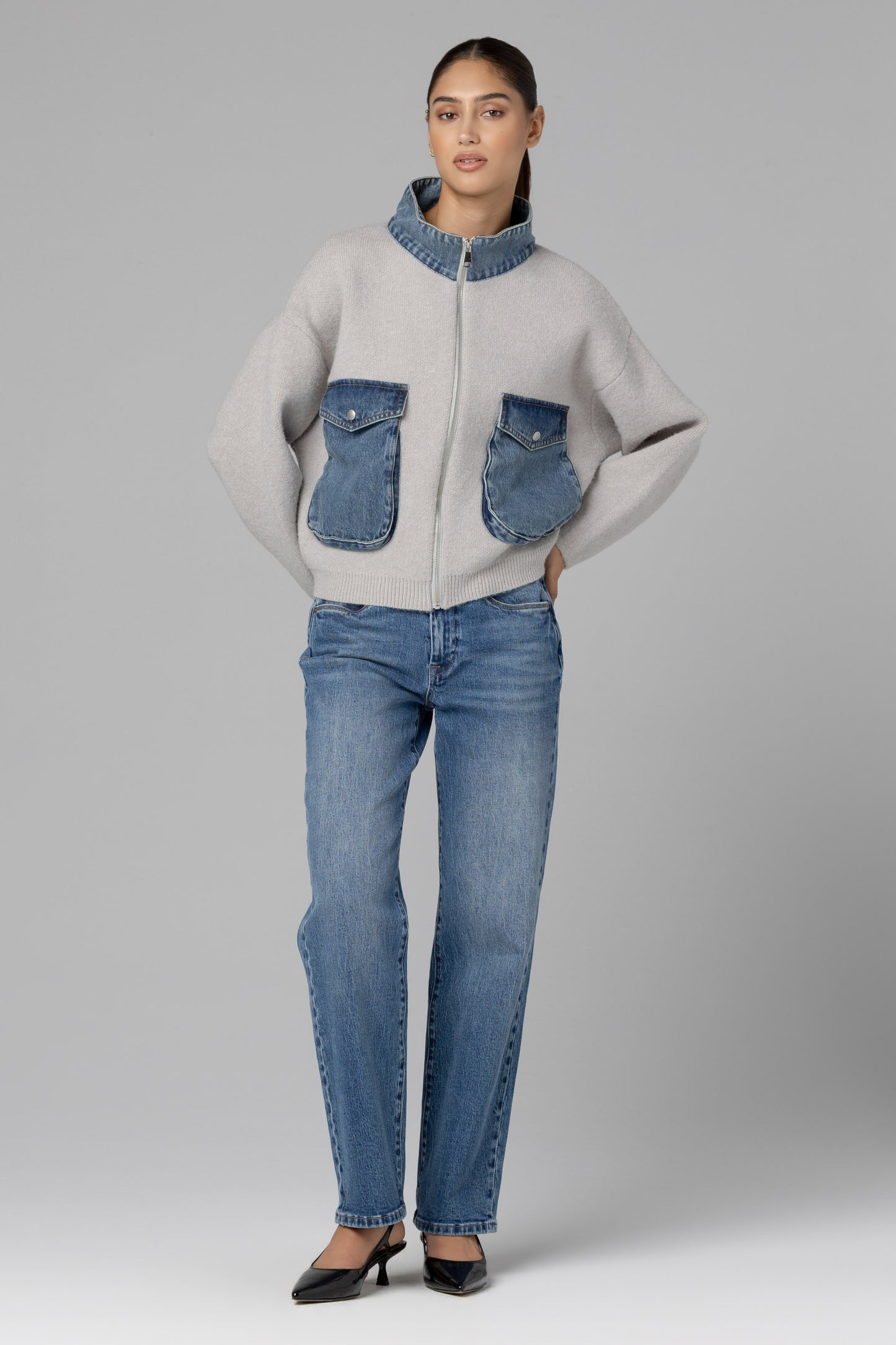 *PRE-ORDER* Jade Hitting Stride Grey Zip Sweater